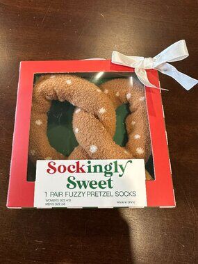 Target Fuzzy Pretzel Socks Stockingly Sweet Winter Gift New with Tags Brown Cute